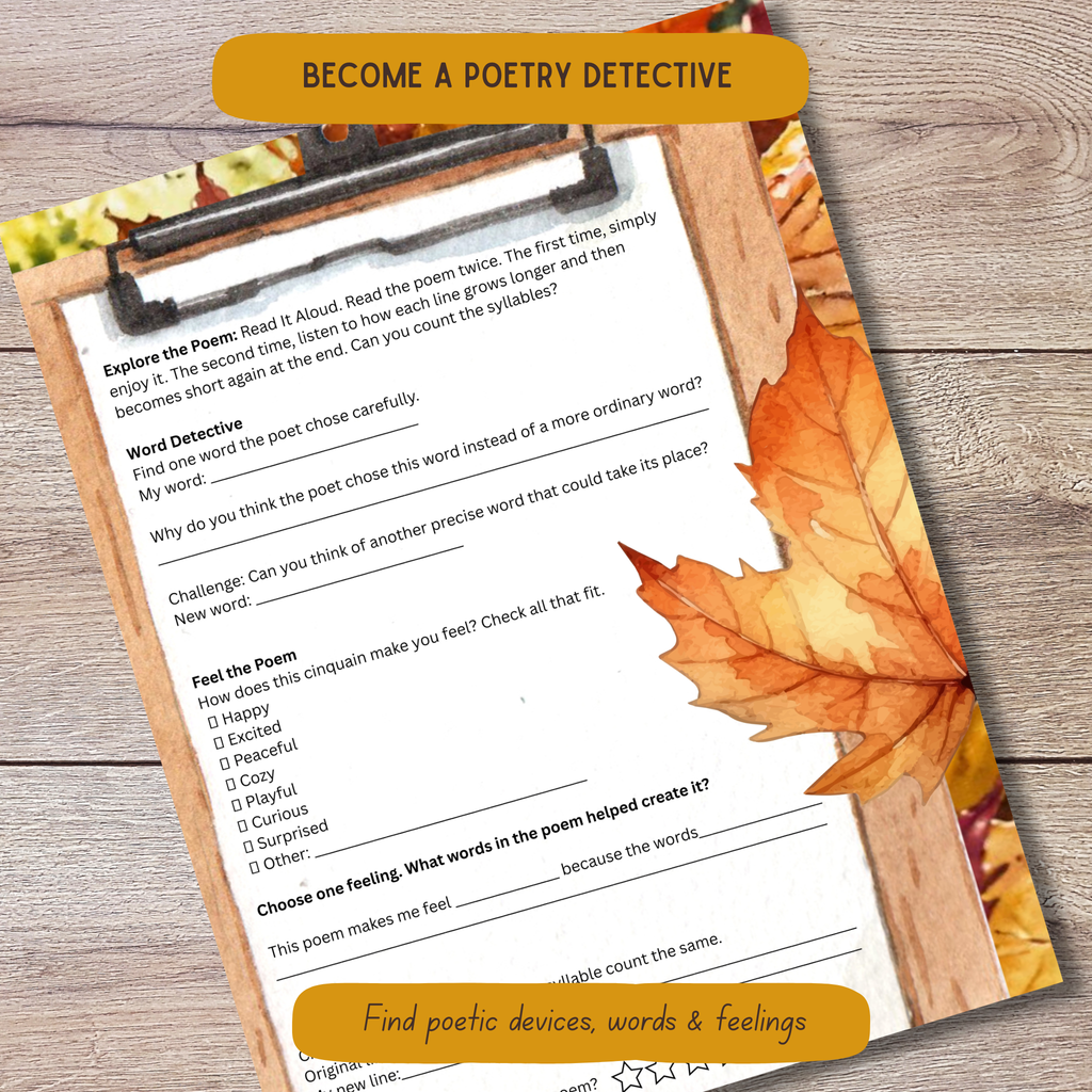 Fall Cinquain Poetry Curriculum - Syllable and Didactic
