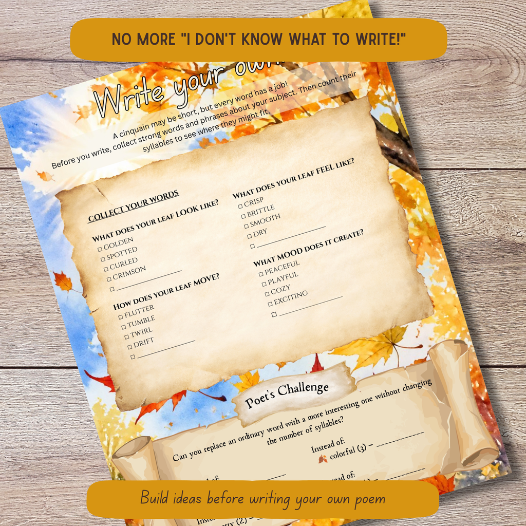 Fall Cinquain Poetry Curriculum - Syllable and Didactic