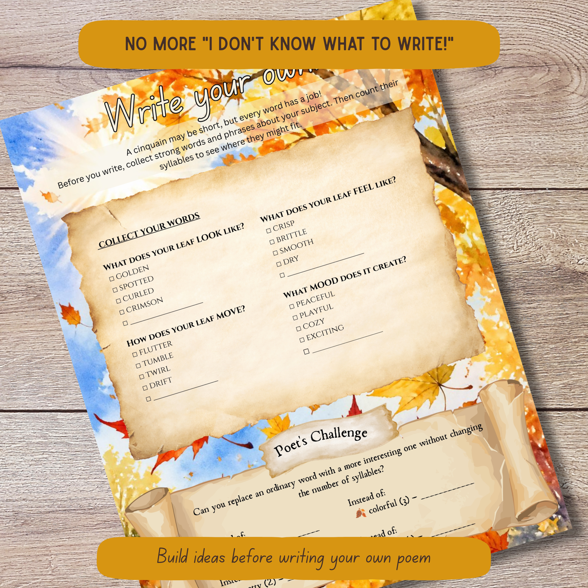 Fall Cinquain Poetry Curriculum - Syllable and Didactic