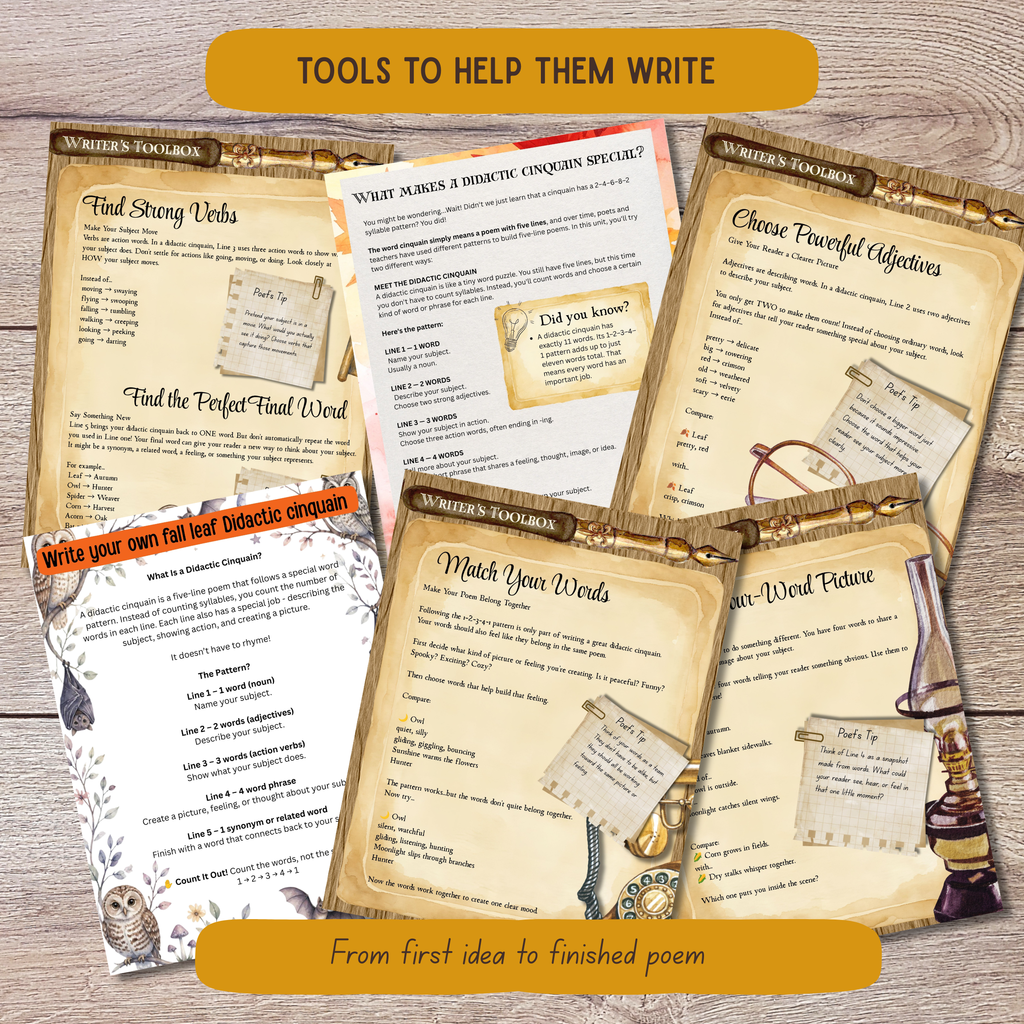 Fall Cinquain Poetry Curriculum - Syllable and Didactic