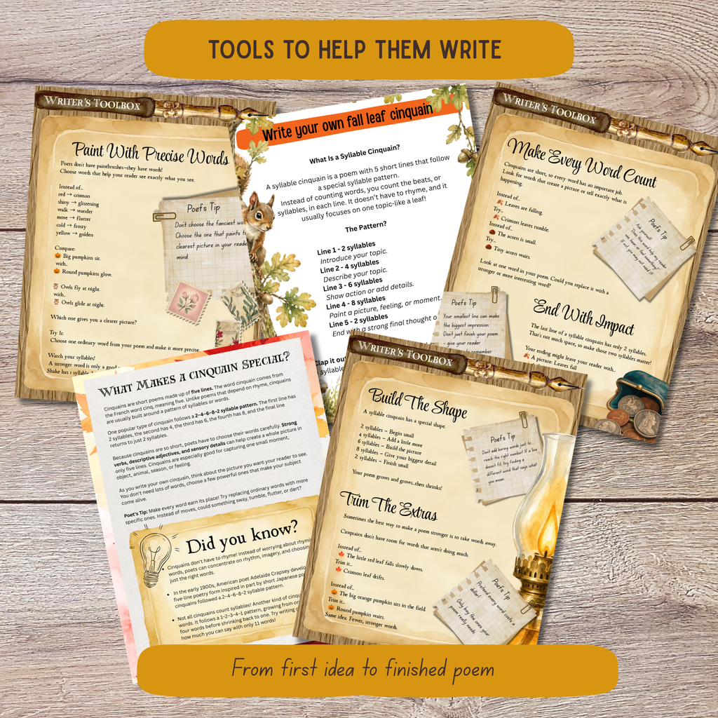 Fall Cinquain Poetry Curriculum - Syllable and Didactic