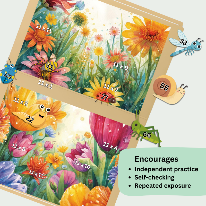 Spring Multiplication File Folder Games (×1–×12)
